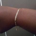 10K Solid Yellow Gold 2.5mm Figaro Link Chain Bracelet