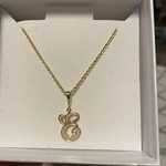 14K Solid White Gold Dainty Letter S Initial Name Monogram Necklace Chain Pendant Charm