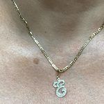 14K Solid White Gold Dainty Letter S Initial Name Monogram Necklace Chain Pendant Charm