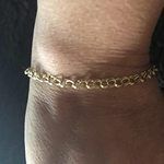 14K Solid Yellow Gold Double Link Chain Charm Bracelet