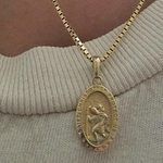 14K Solid White Gold Saint Christopher Medal Patron of Travelers Athletes Protection Necklace Christian Religious Chain Pendant Faith Charm