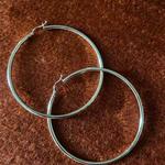 14K Solid White Gold 2.5mm Tube Round Extra Large Hoop Earrings