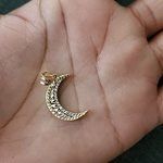 14K Solid Two Tone Gold White Crescent Moon Necklace Chain Pendant Charm Celestial Jewelry