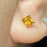 14K Solid Yellow Gold Red Ruby 5mm Square Stud Earrings