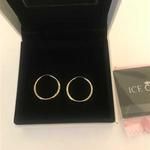 14K Solid White Gold 1.5mm Endless Round Medium Hoop Earrings