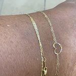 14K Solid White Gold Double Strand Heart Anklet Summer Beach Foot Ankle Bracelet