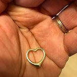 14K Solid Yellow Gold Heart Floating Chain Slide Pendant Necklace Charm