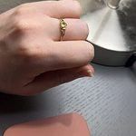 14K Solid Yellow Gold Green Emerald Heart Ring Gemstone Love Band May Birthstone Jewelry