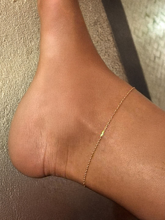 14K Solid Yellow Gold 1mm Round Cable Rolo Link Chain Anklet Summer Beach Foot Ankle Bracelet