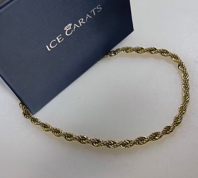 10K Solid Yellow Gold 3mm Rope Chain Bracelet