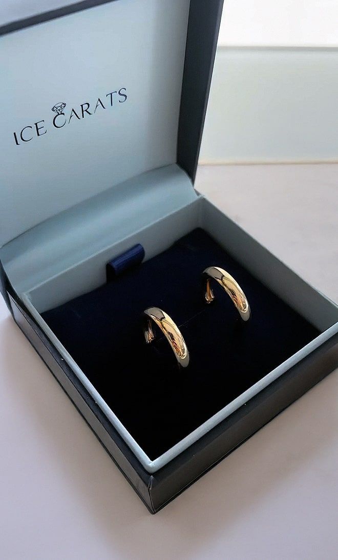 14K Solid Yellow Gold Round Small Hoop Earrings