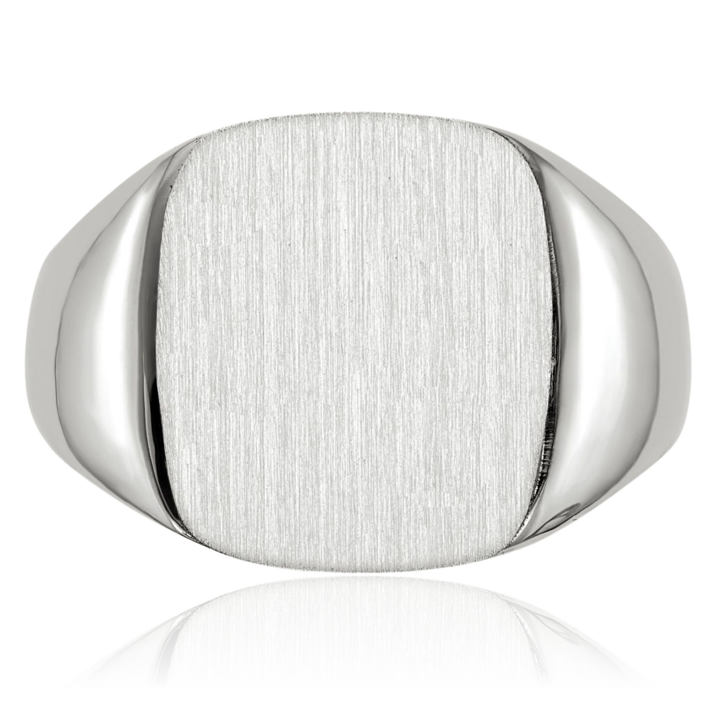 10K Solid White Gold Mens Custom Engraved Signet Ring - Picture 18 of 91
