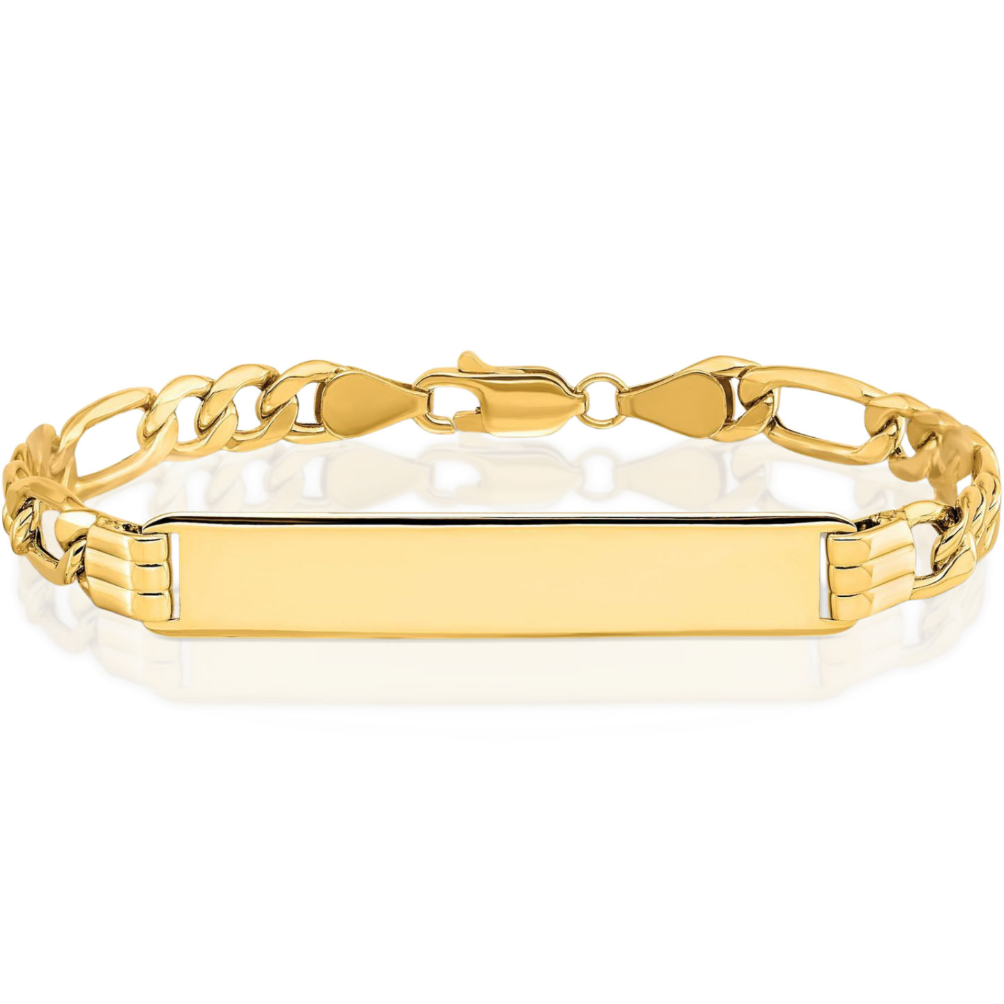 10K Solid Yellow Gold Figaro Link ID Bracelet | eBay