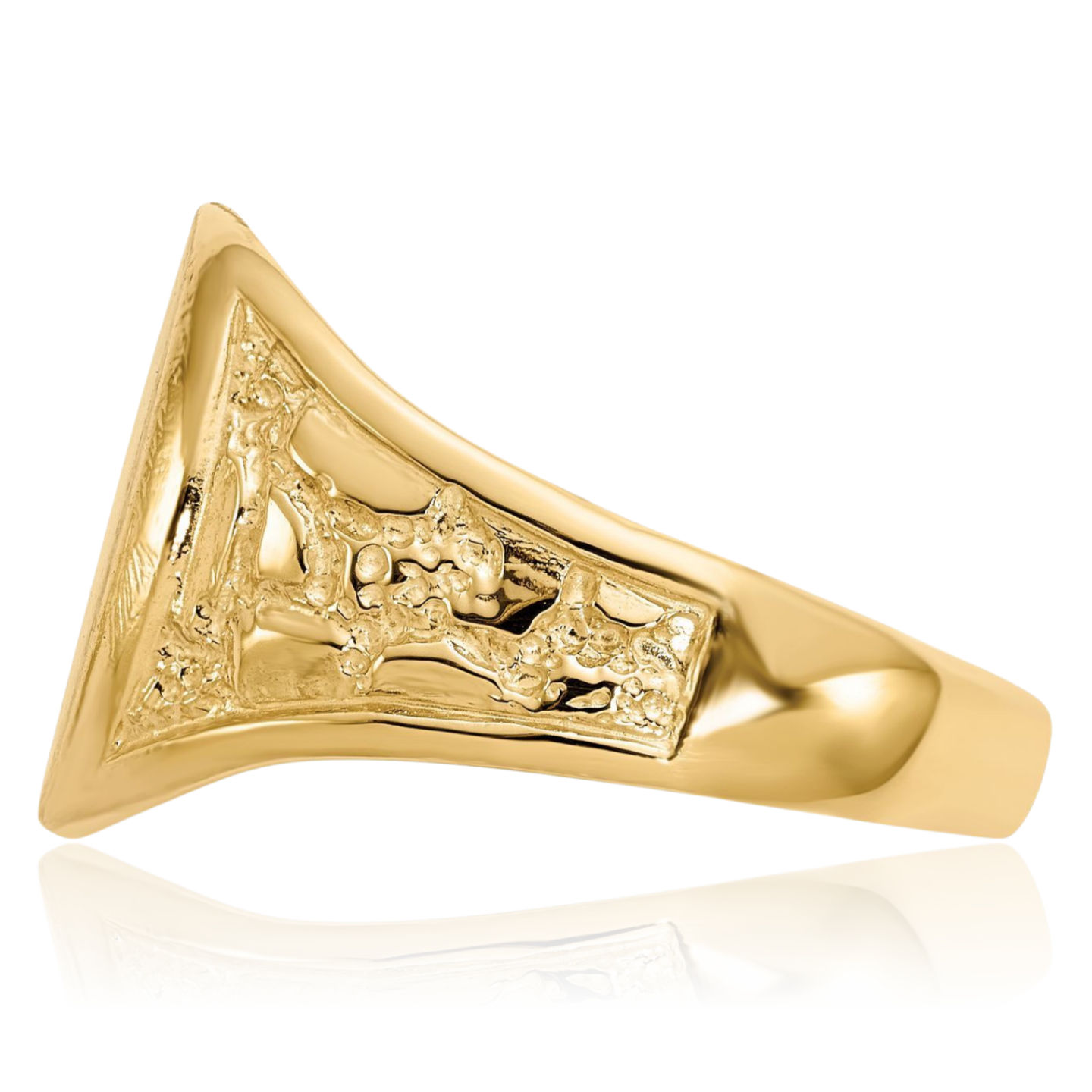 10K Solid Yellow Gold Mens Custom Engraved Signet Ring - Picture 27 of 100