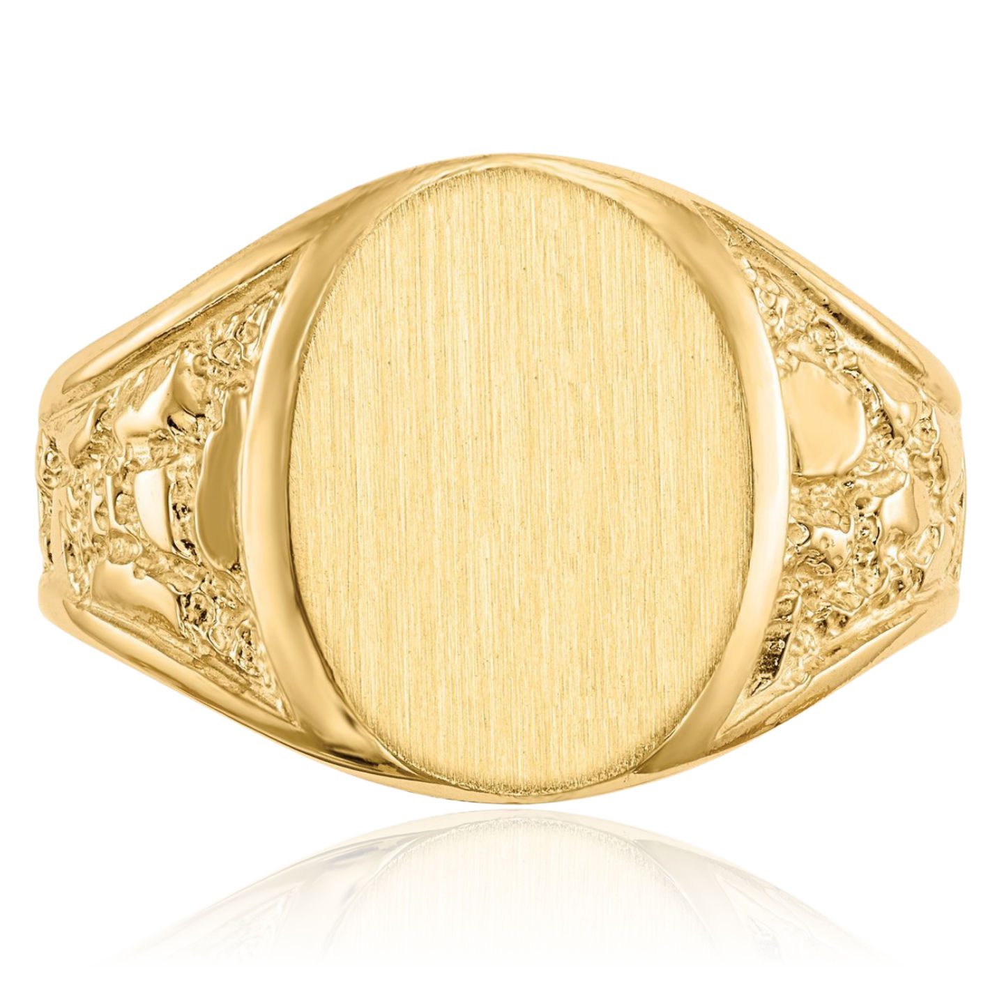 10K Solid Yellow Gold Mens Custom Engraved Signet Ring - Picture 28 of 100