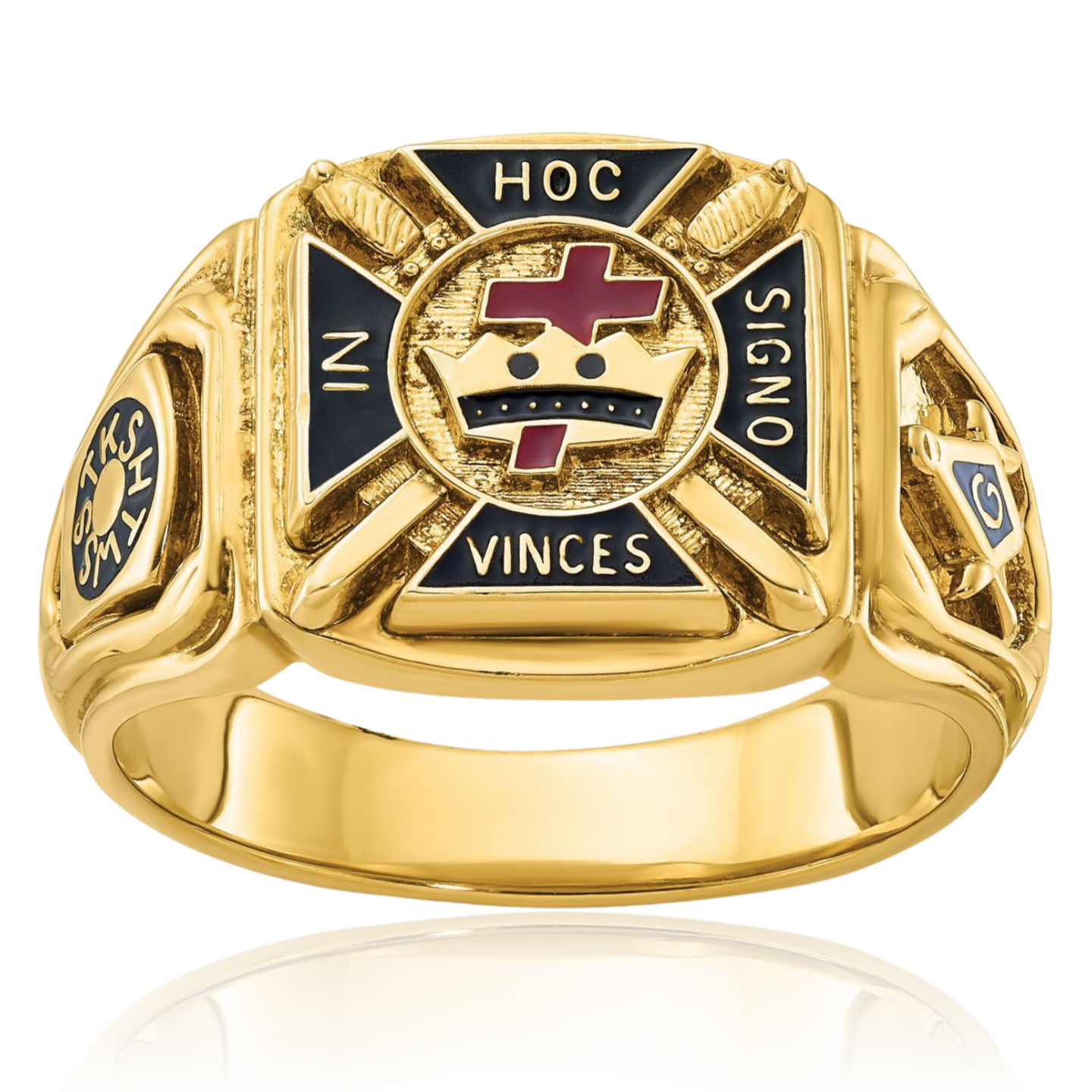 10K Solid Yellow Gold Mens Multi-color Knights Templar Masonic Ring - Picture 14 of 109