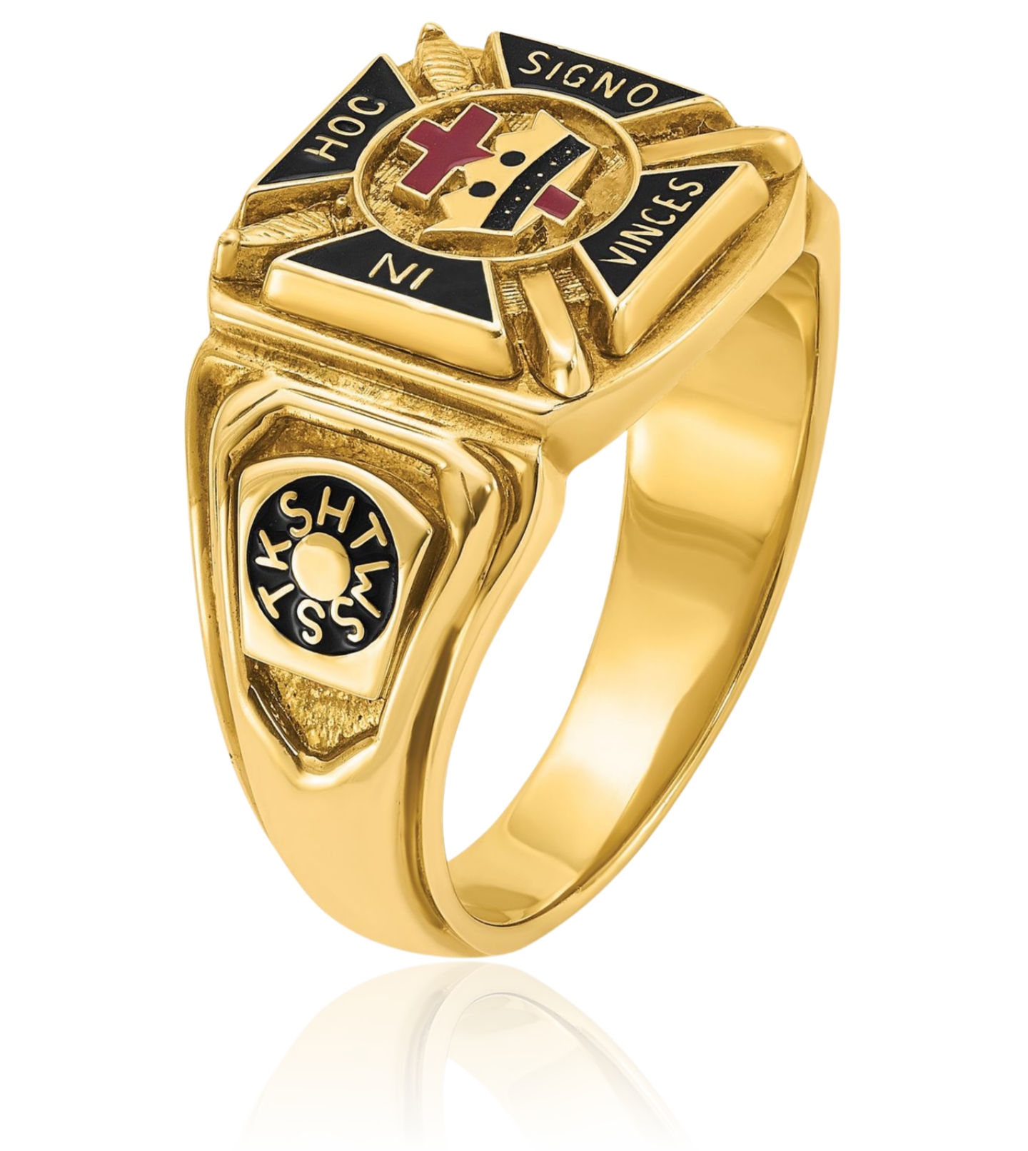 10K Solid Yellow Gold Mens Multi-color Knights Templar Masonic Ring - Picture 25 of 109