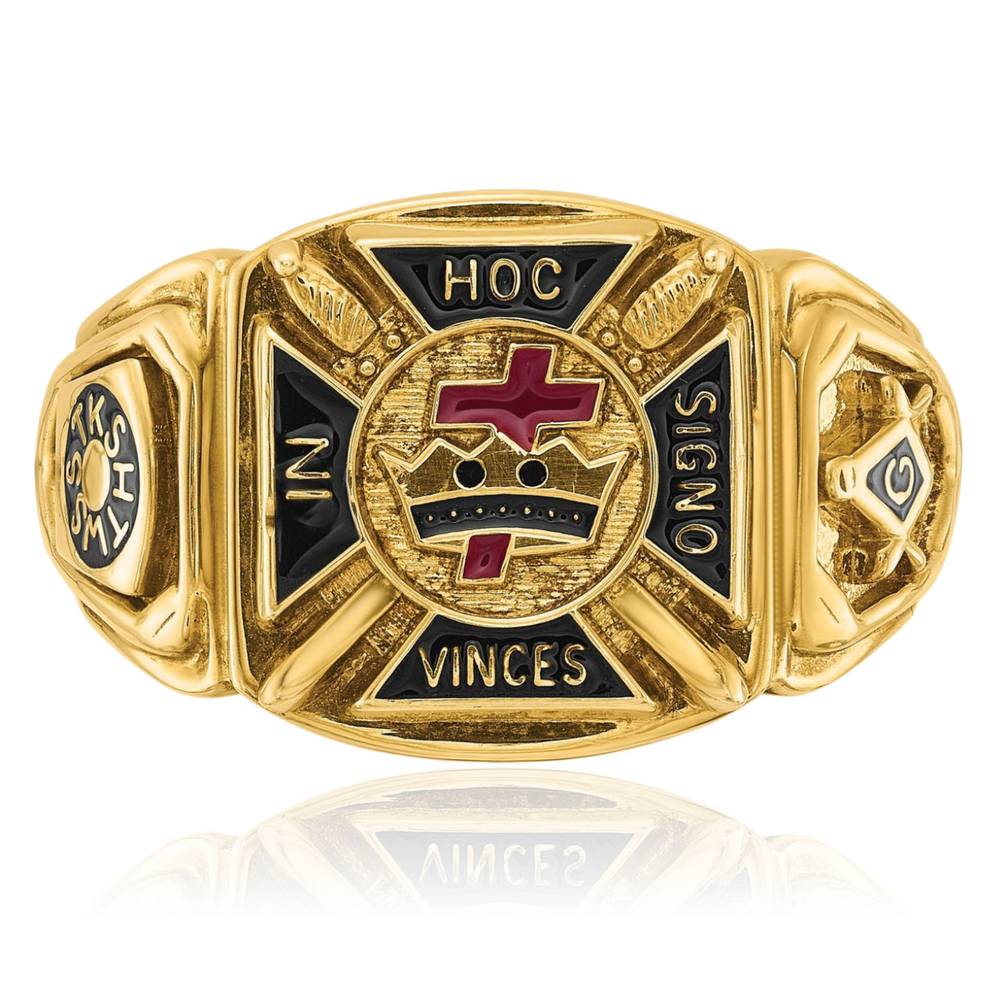 10K Solid Yellow Gold Mens Multi-color Knights Templar Masonic Ring - Picture 23 of 109