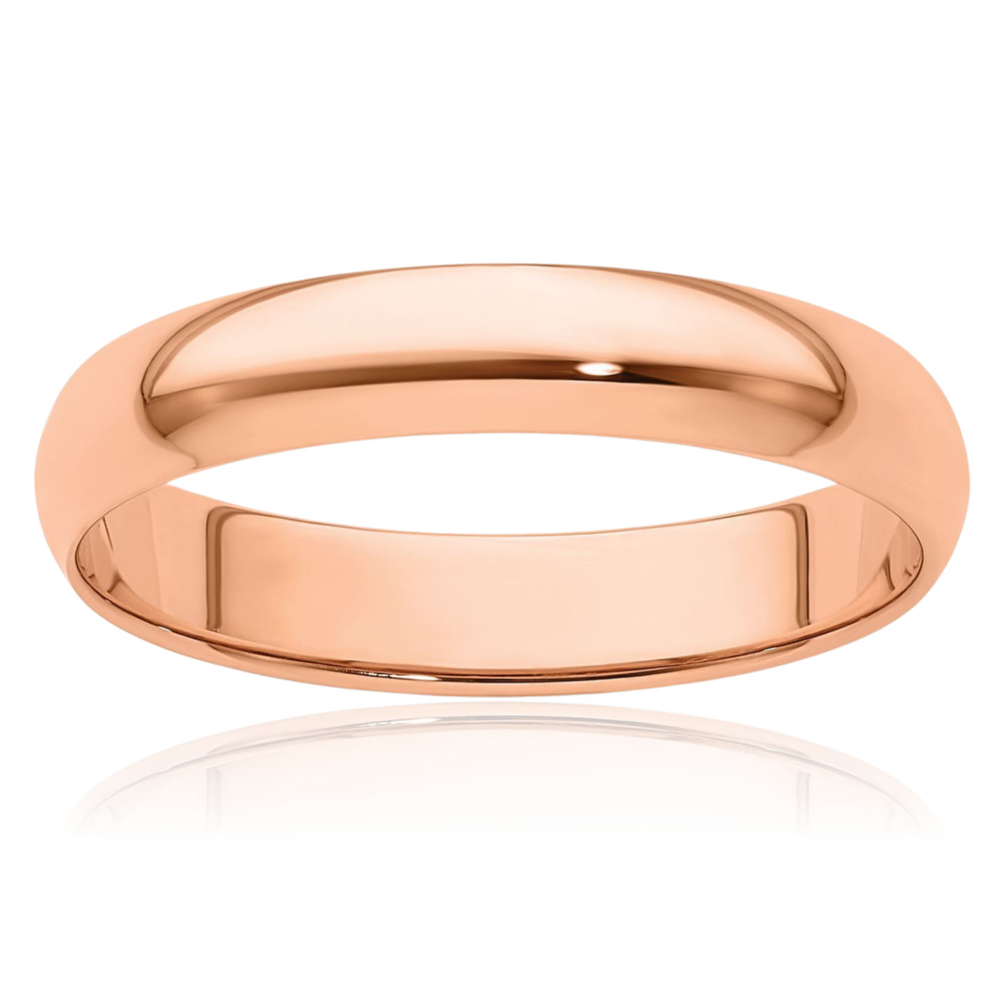 14K Solid Rose Gold 4mm Half Round Classic Wedding Ring - Picture 121 of 220