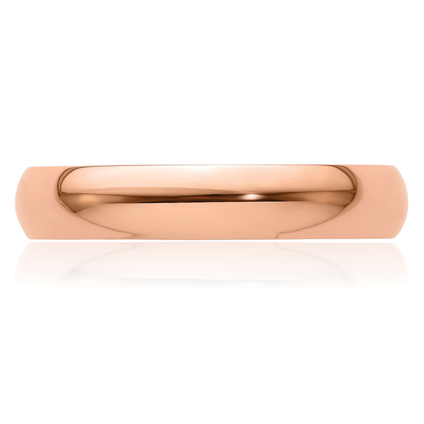 14K Solid Rose Gold 4mm Half Round Classic Wedding Ring - Picture 128 of 220
