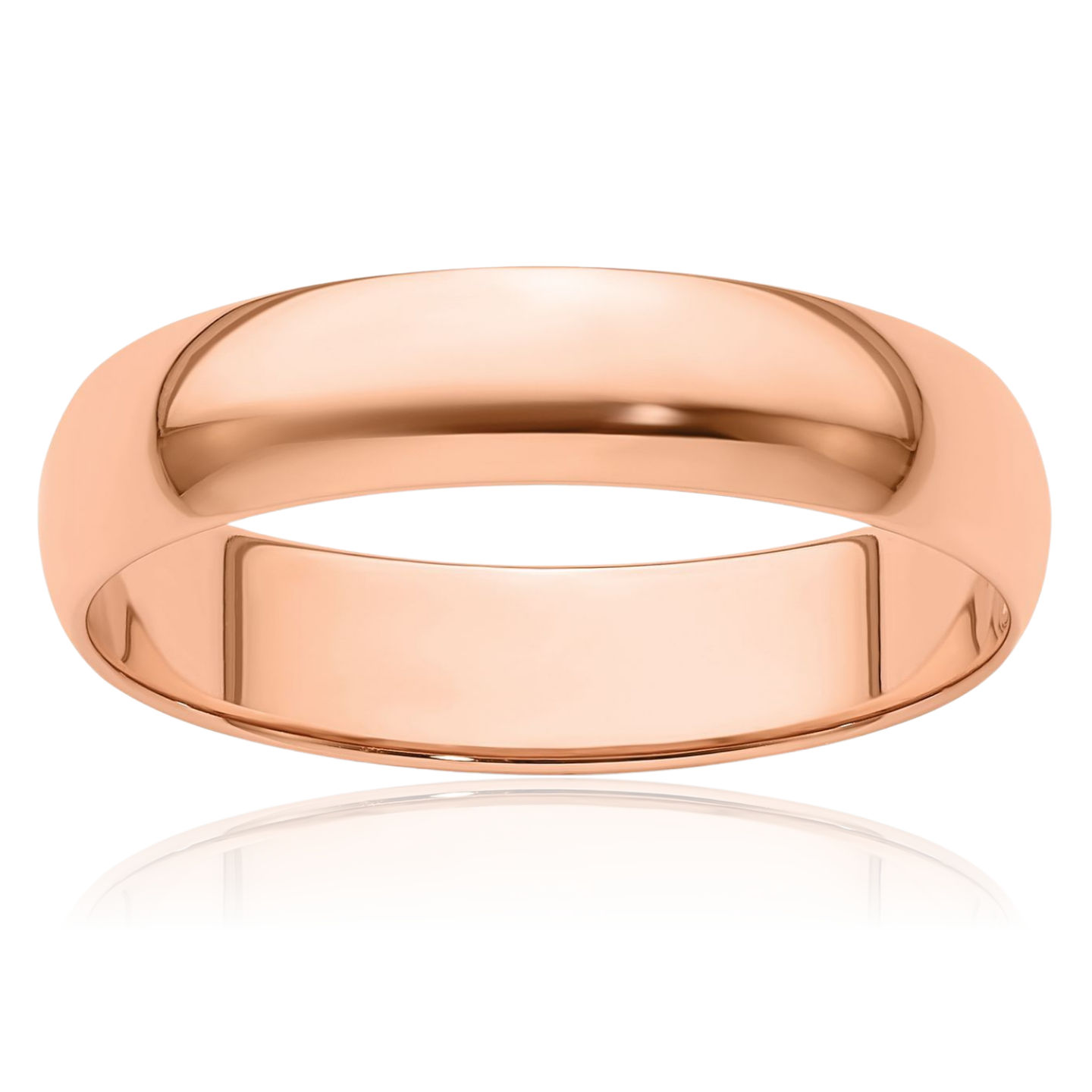 14K Solid Rose Gold 5mm Half Round Classic Wedding Ring - Picture 11 of 220