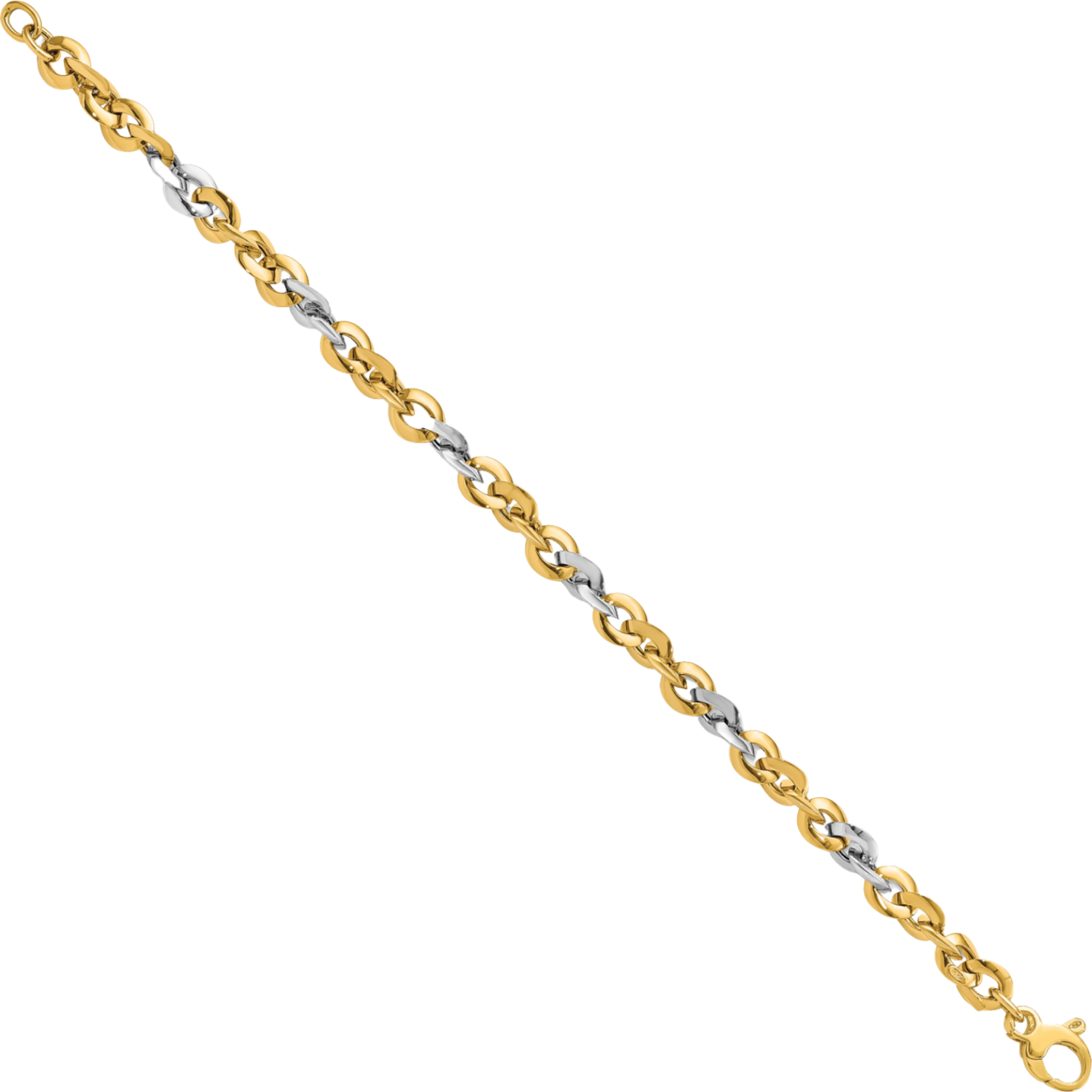 14K Solid Two Tone Gold Chain Bracelet - Picture 7 of 10