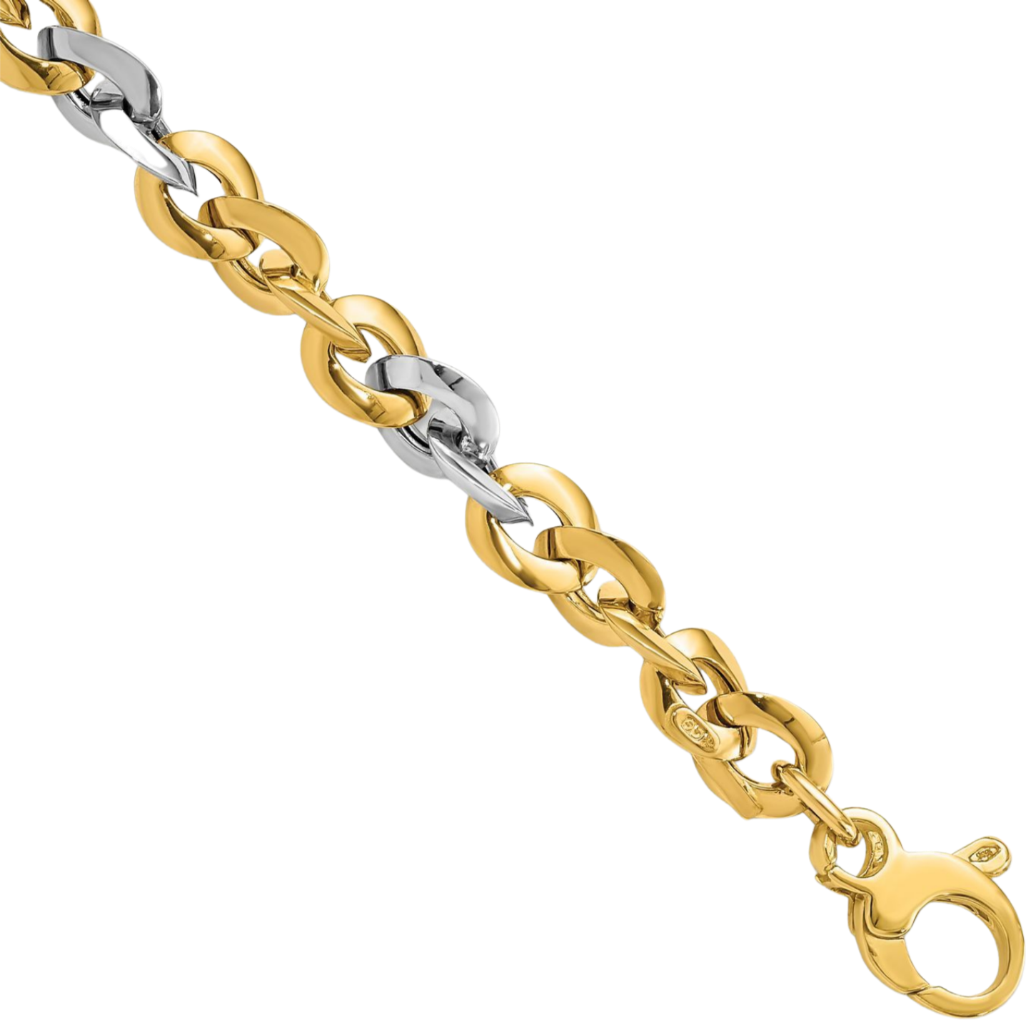 14K Solid Two Tone Gold Chain Bracelet - Picture 8 of 10