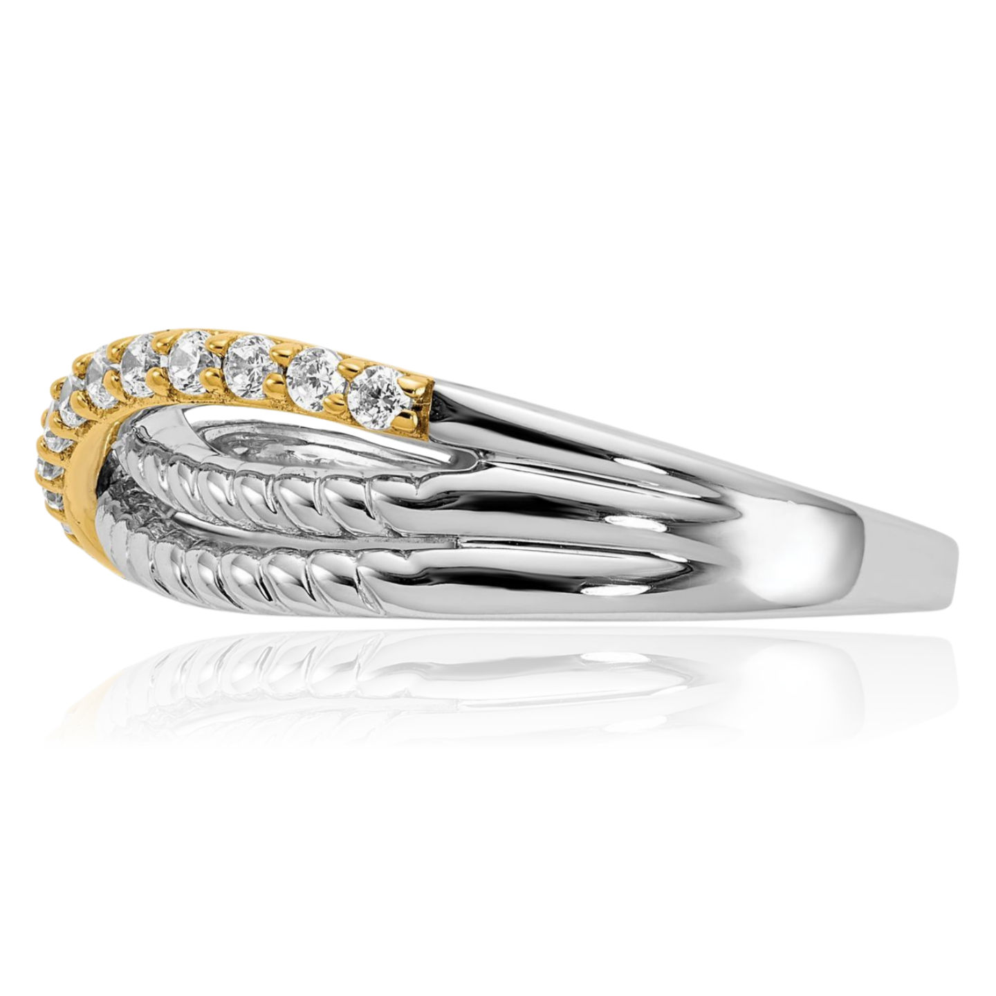 14K Solid Two Tone Gold Diamond Ring - Picture 3 of 73