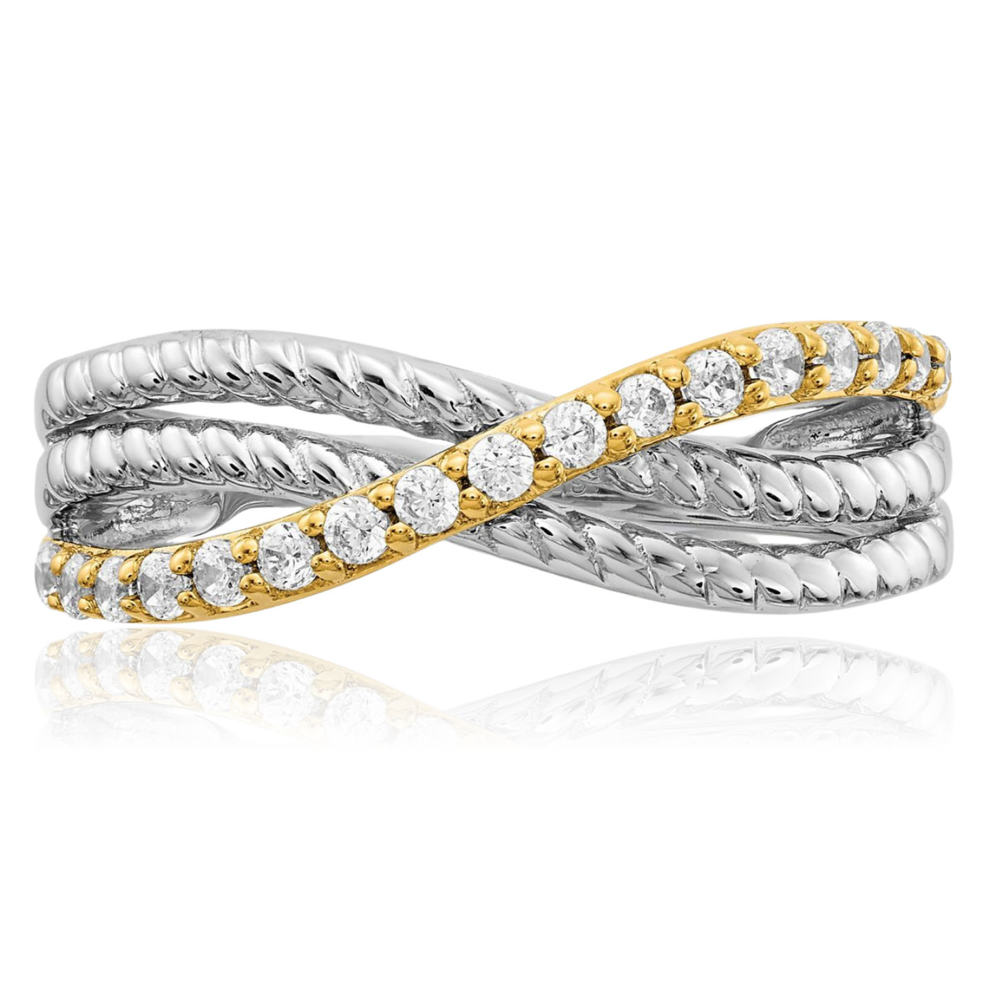 14K Solid Two Tone Gold Diamond Ring - Picture 4 of 73