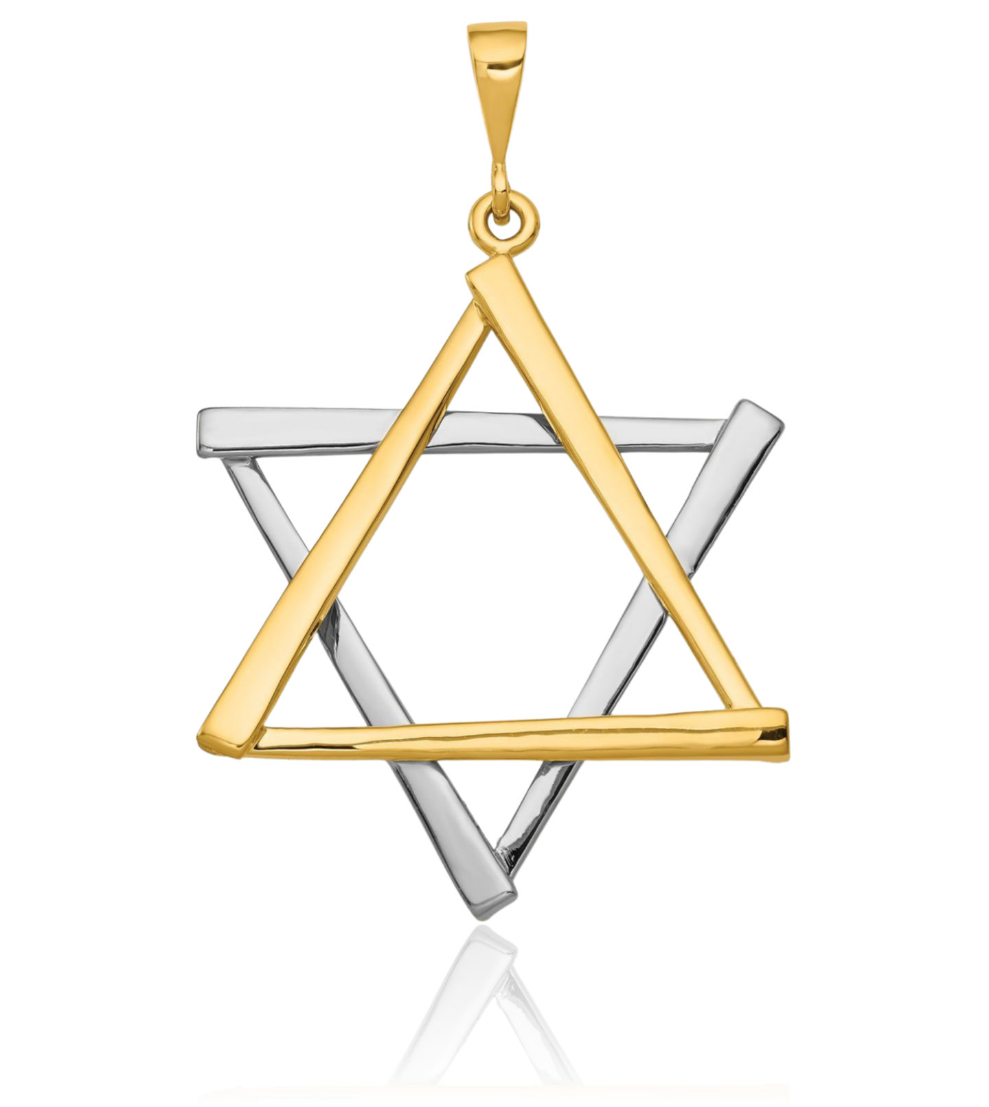 14K Solid Two Tone Gold Star of David Necklace - Picture 11 of 16