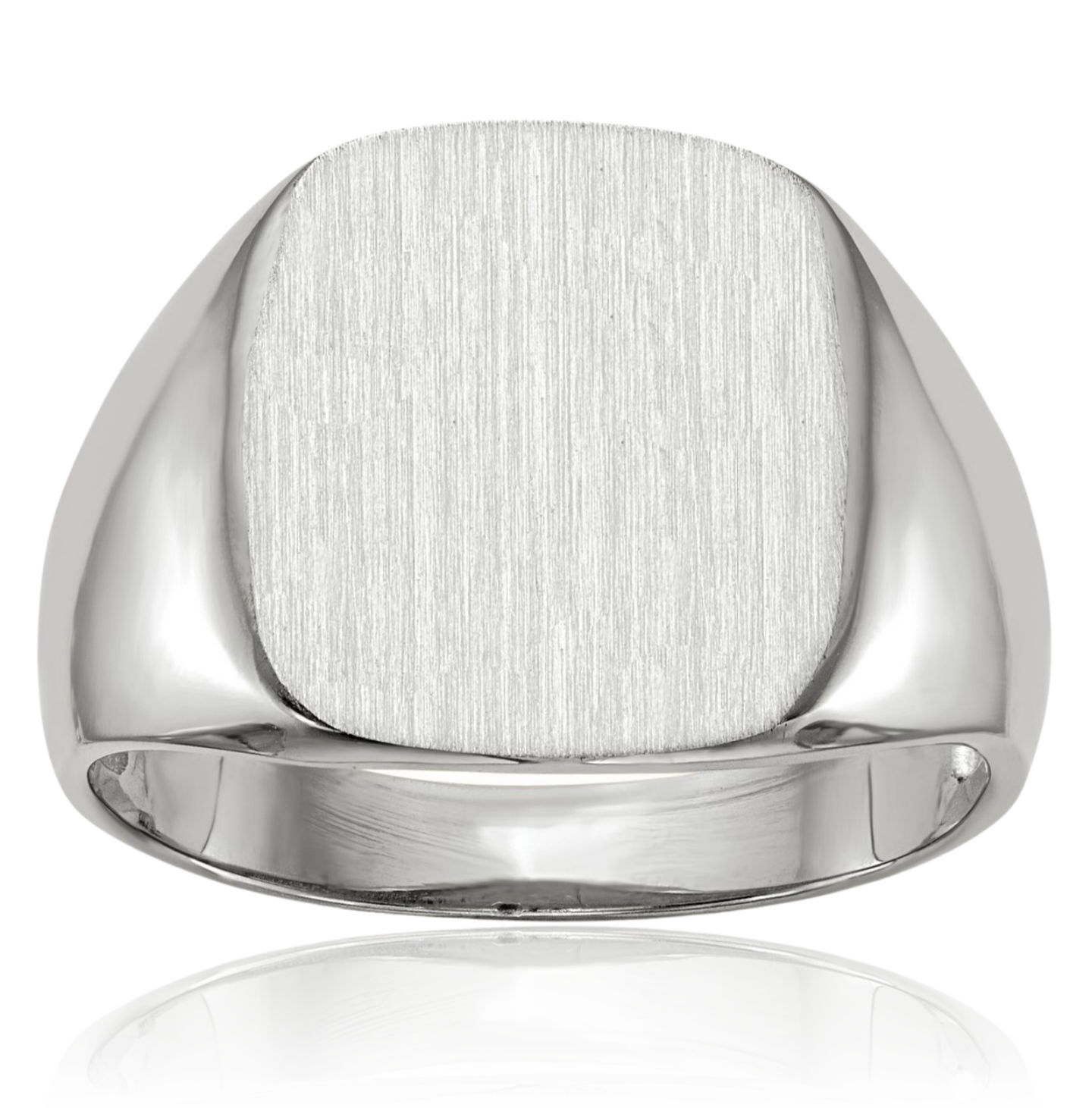 10K Solid White Gold Mens Custom Engraved Signet Ring - Picture 11 of 91