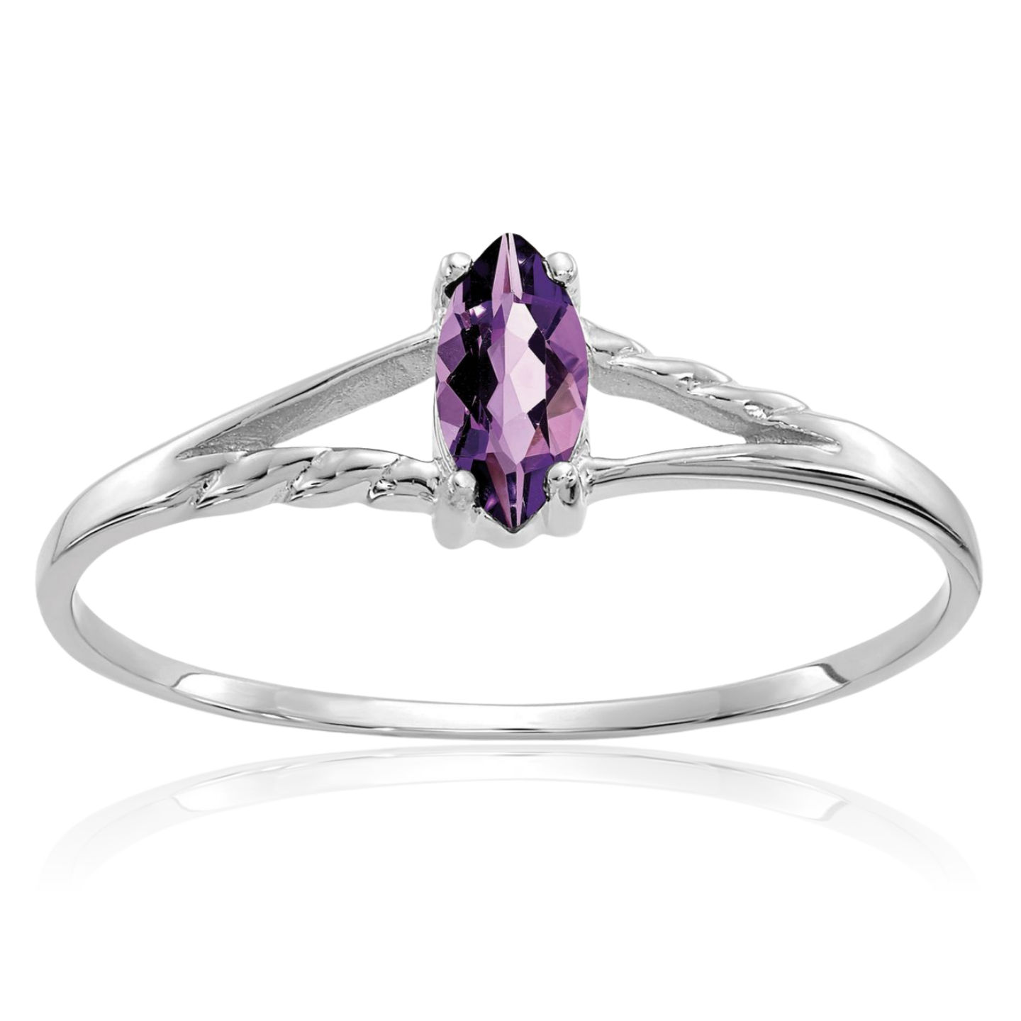 14K Solid White Gold Amethyst Ring - Picture 11 of 92