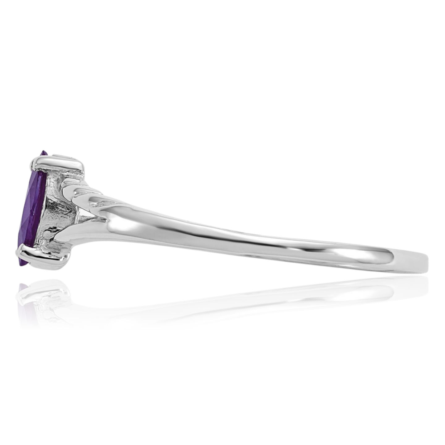 14K Solid White Gold Amethyst Ring - Picture 16 of 92