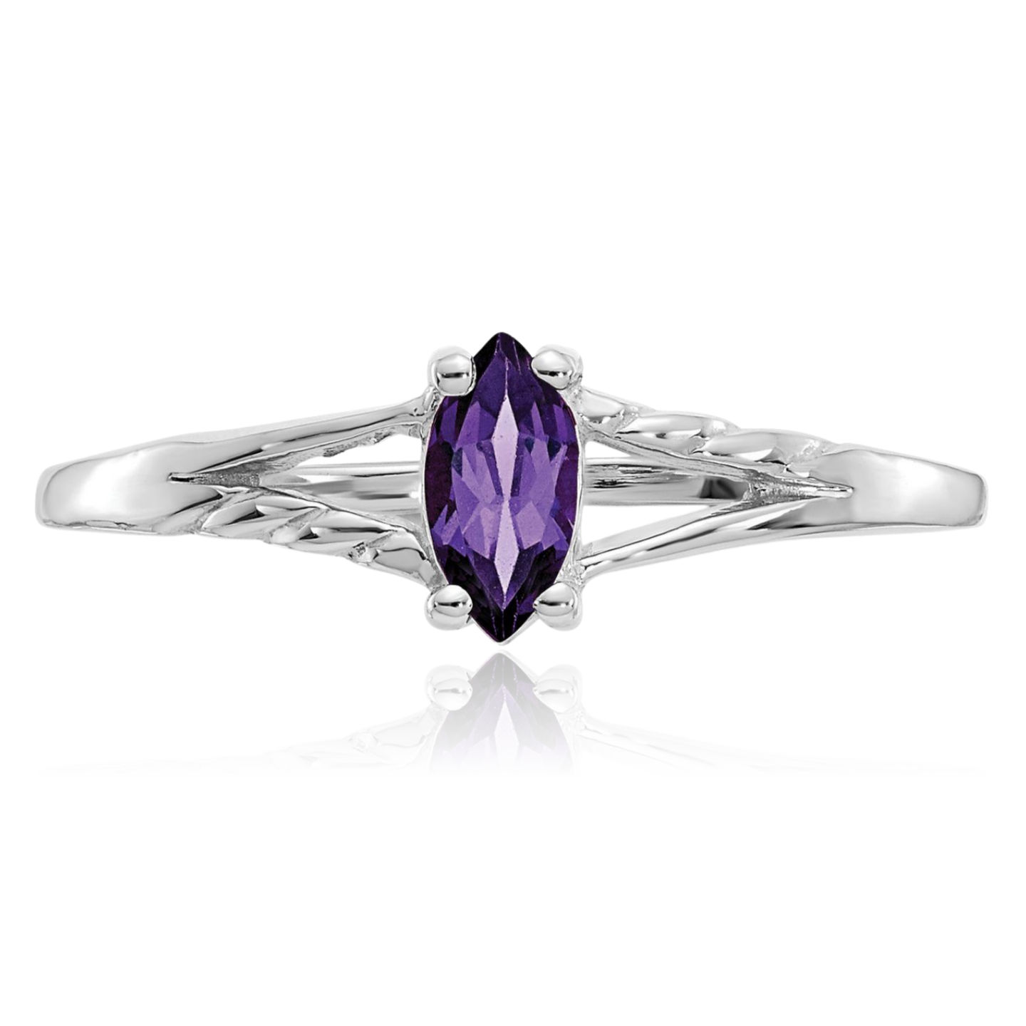 14K Solid White Gold Amethyst Ring - Picture 17 of 92