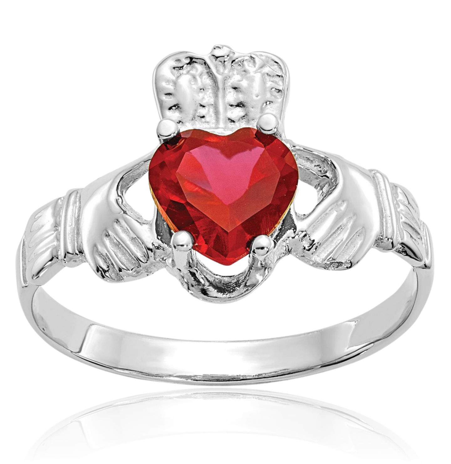 14K Solid White Gold CZ Heart Celtic Ring - Picture 8 of 62
