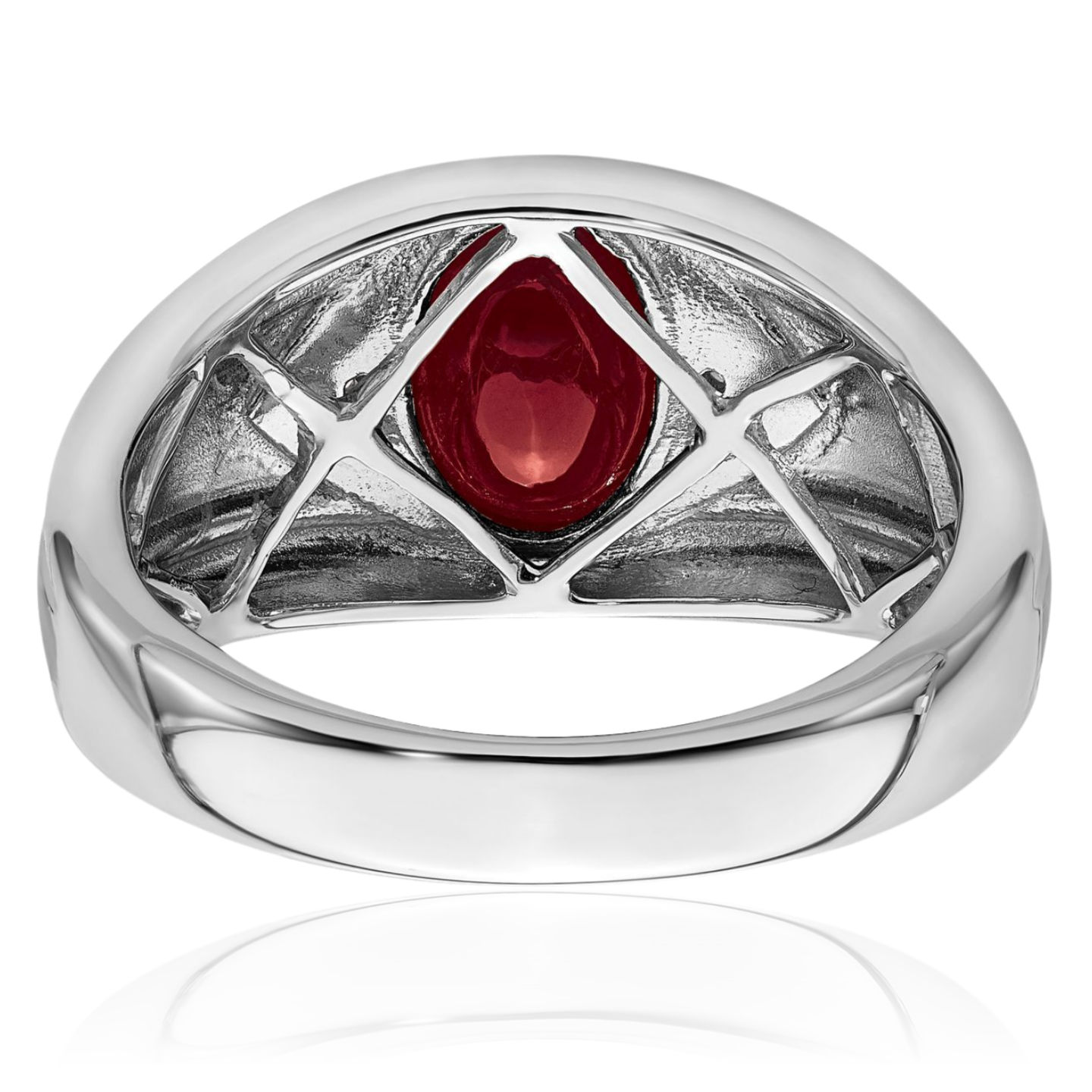 14K Solid White Gold Lab Ruby Diamond Mens Ring - Picture 20 of 90