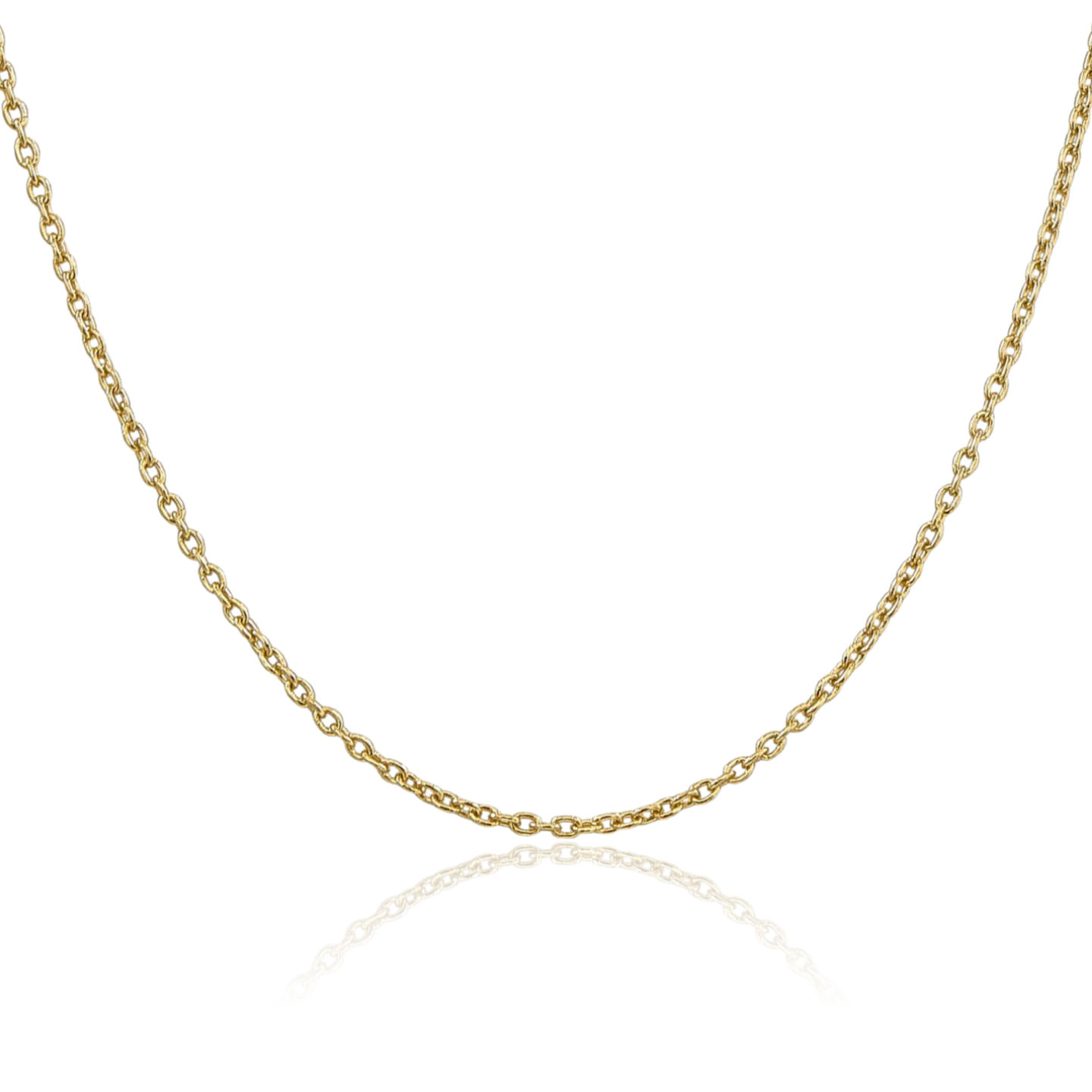 14K Solid Yellow Gold 2mm Round Cable Rolo Link Chain Necklace | eBay