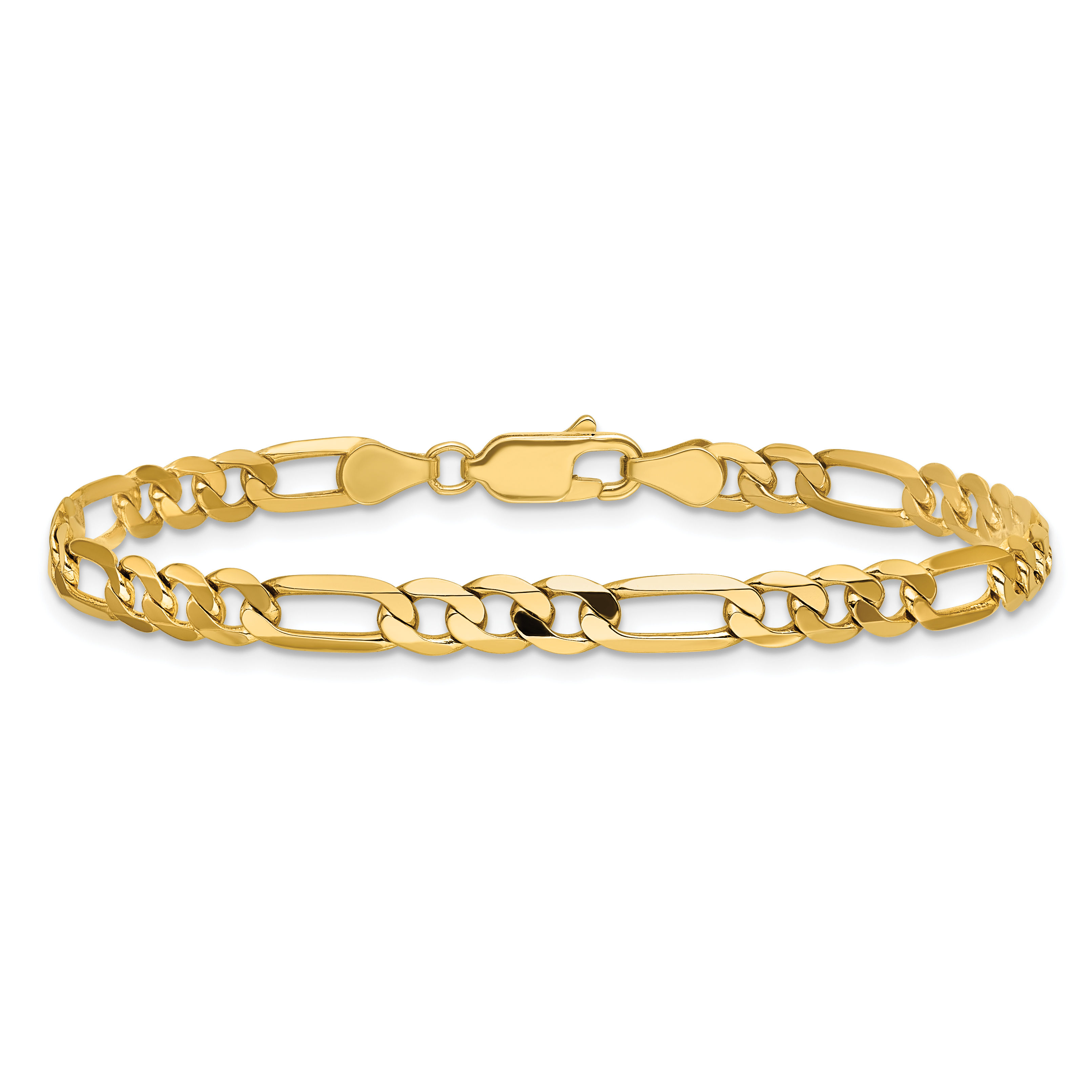 14K Solid Yellow Gold 4.75mm Flat Figaro Link Chain Bracelet | eBay