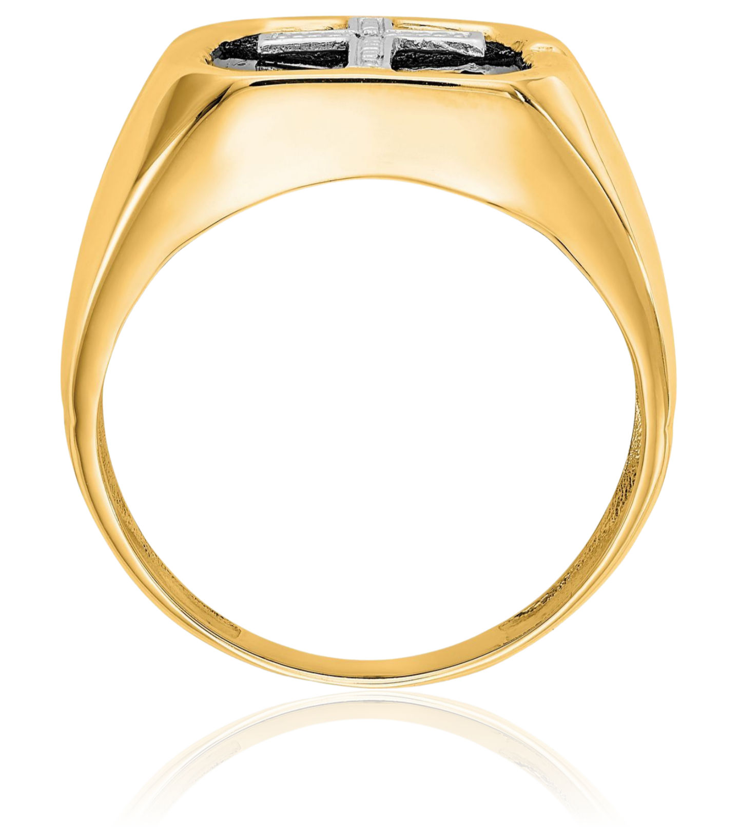 Anillo cruzado de diamantes de ónix de oro amarillo macizo de 14K para hombre - Imagen 6 de 98