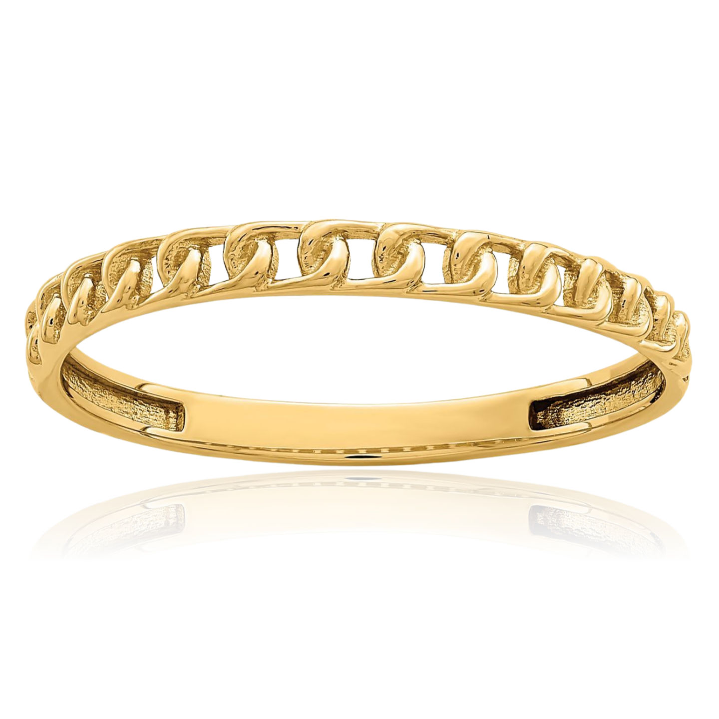 14K Solid Yellow Gold Link Chain Statement Ring - Picture 2 of 13