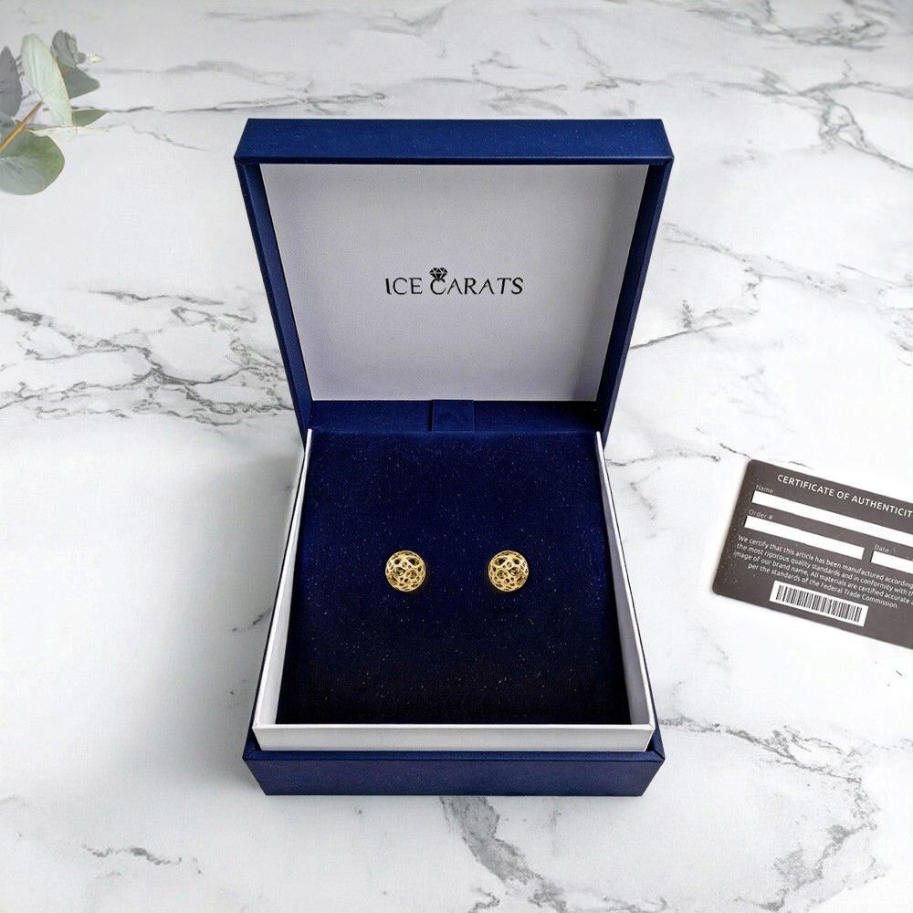 14K Solid Yellow Gold Medium Ball Stud Earrings - Bild 7 von 9