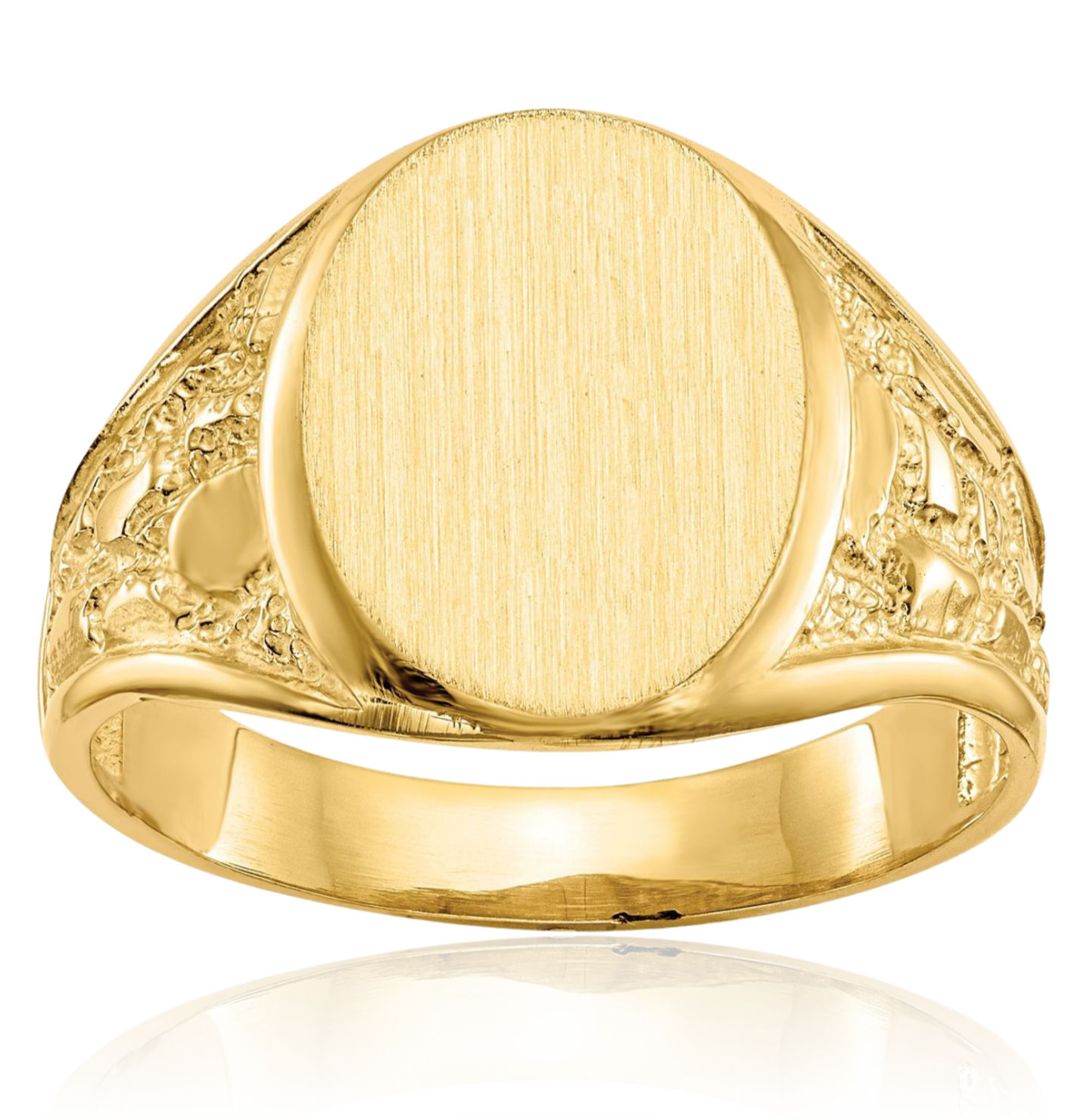 10K Solid Yellow Gold Mens Custom Engraved Signet Ring - Picture 21 of 100