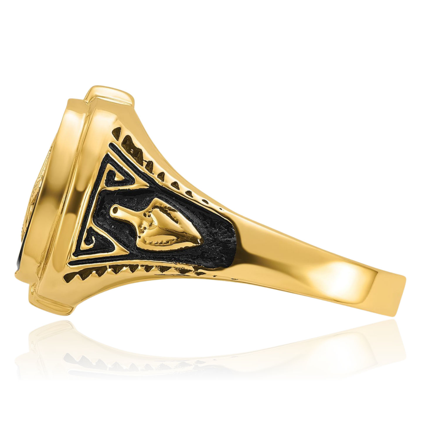 14K Solid Yellow Gold Mens Onyx Masonic Ring - Picture 29 of 110