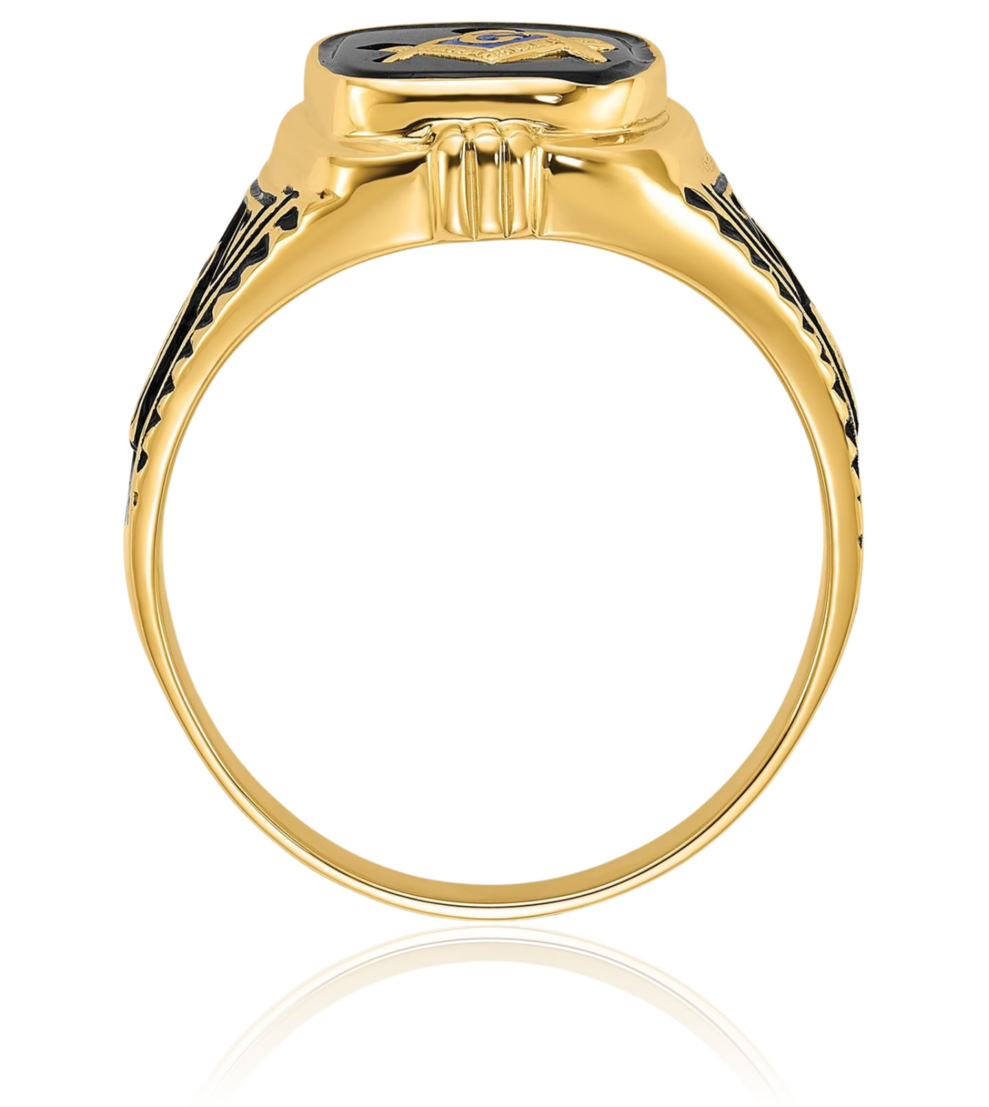 14K Solid Yellow Gold Mens Onyx Masonic Ring - Picture 28 of 110