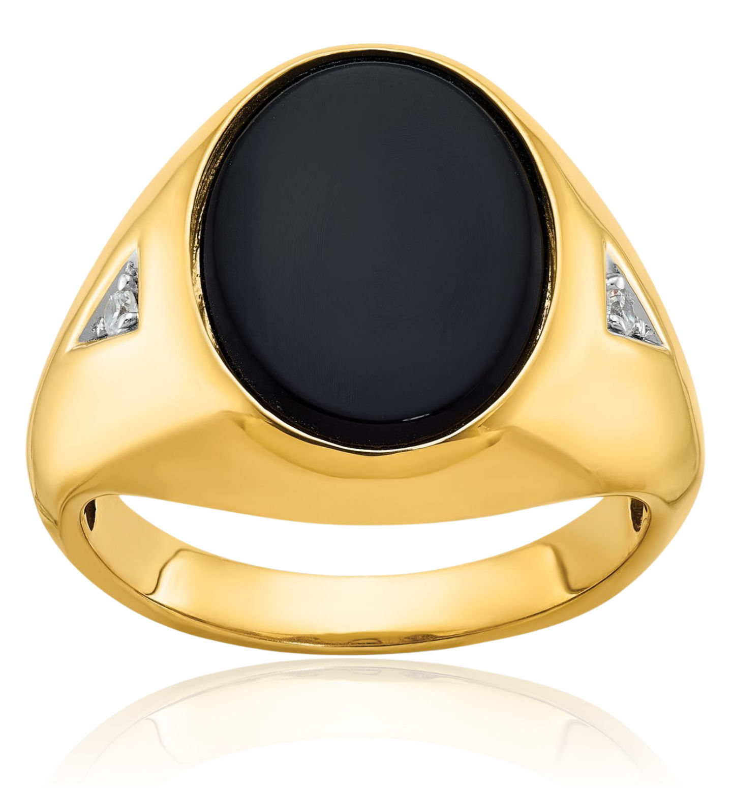 14K Solid Yellow Gold Mens Oval Onyx Diamond Statement Ring - Picture 12 of 90