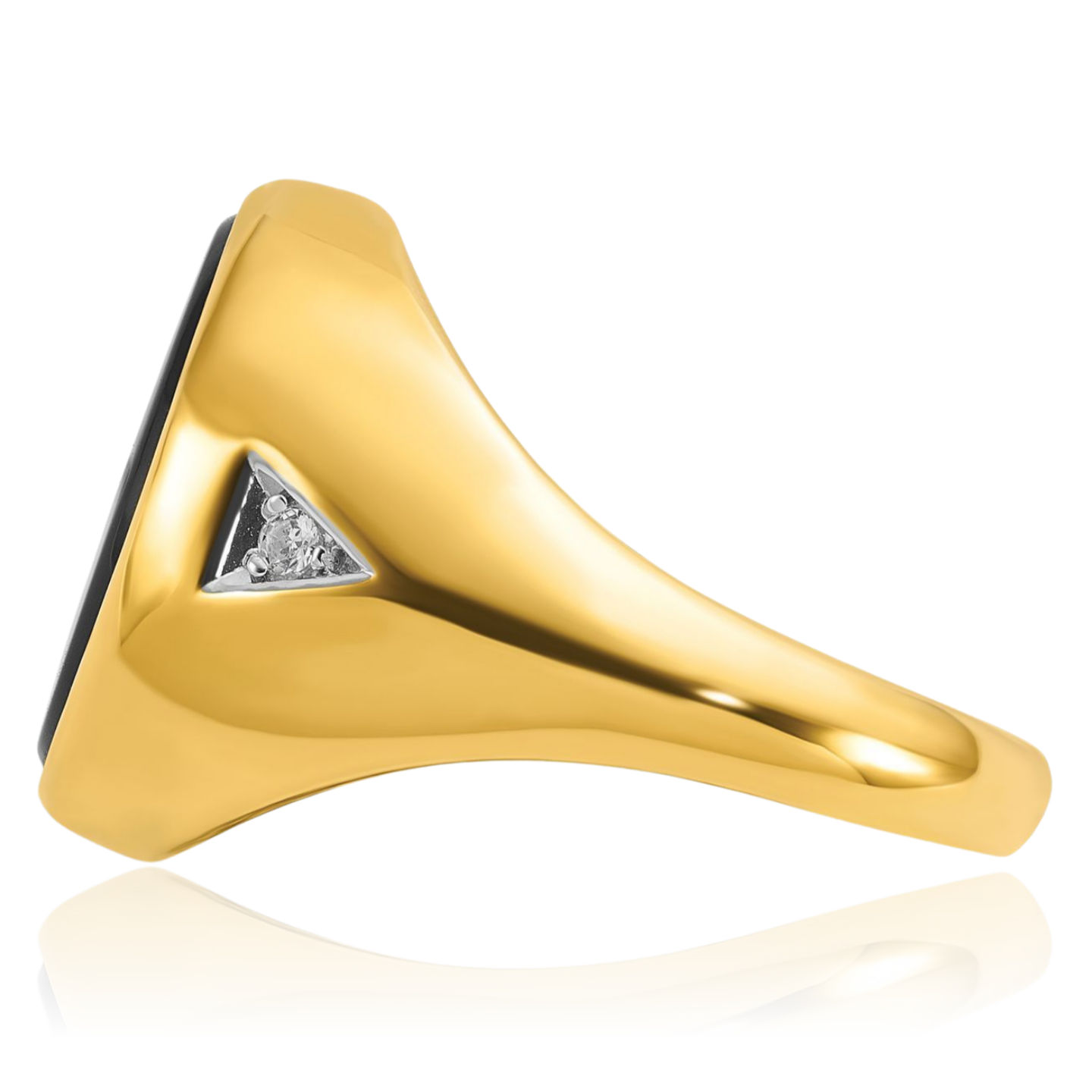 14K Solid Yellow Gold Mens Oval Onyx Diamond Statement Ring - Picture 17 of 90