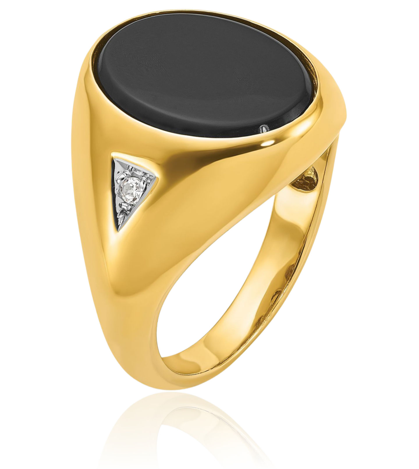 14K Solid Yellow Gold Mens Oval Onyx Diamond Statement Ring - Picture 20 of 90