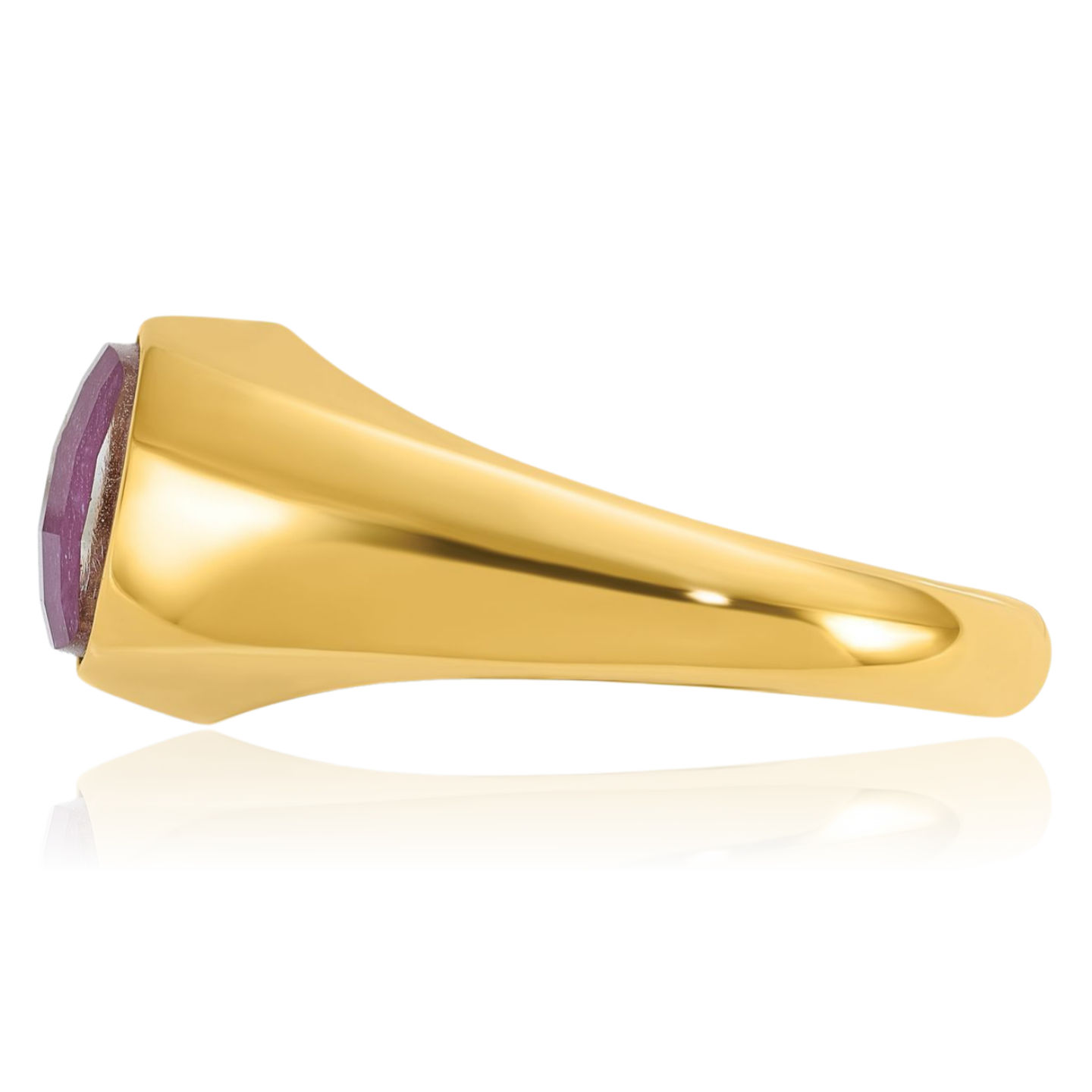 14K Solid Yellow Gold Mens Ruby Stone Statement Ring - Picture 18 of 100