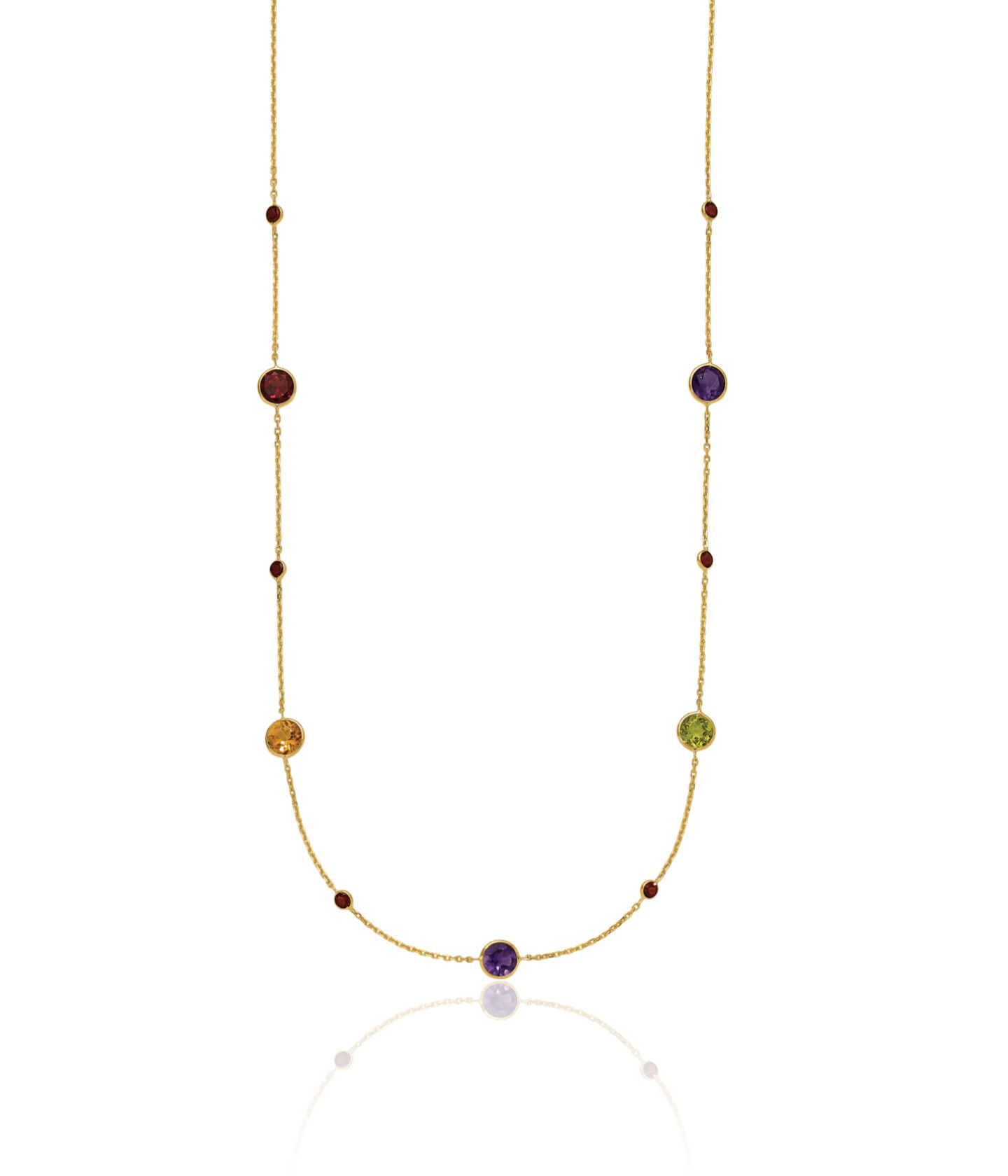 14K Solid Yellow Gold Multi-color Rainbow Chain Necklace - Picture 13 of 56
