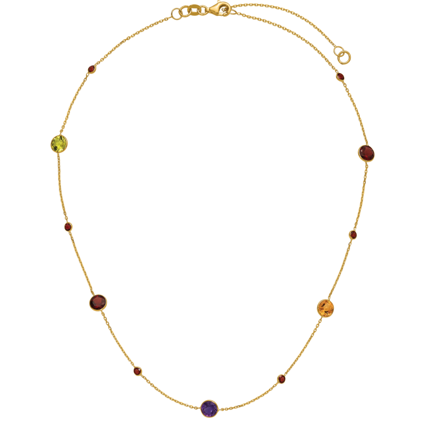 14K Solid Yellow Gold Multi-color Rainbow Chain Necklace - Picture 16 of 56